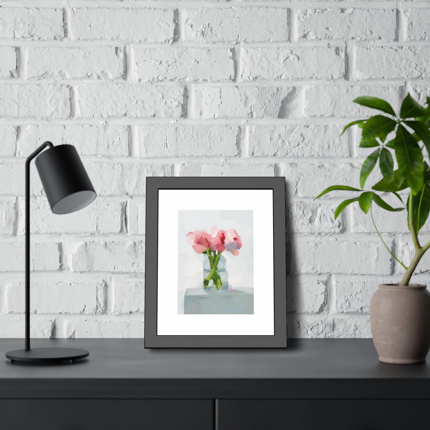 Framed Poster — Pink Floral Still Life Art Print (Modern Minimal)