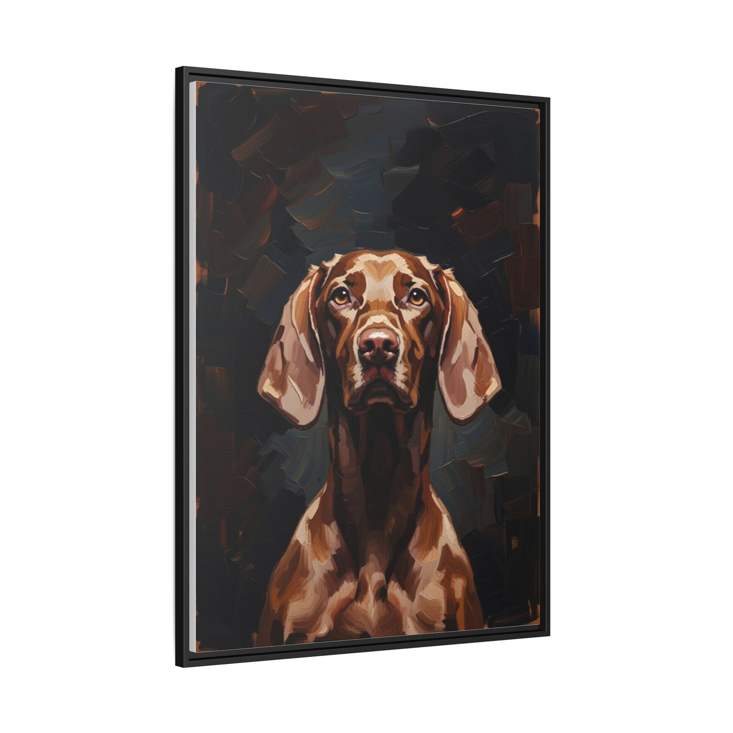 Framed Matte Canvas Dog Portrait – Brown Vizsla Wall Art