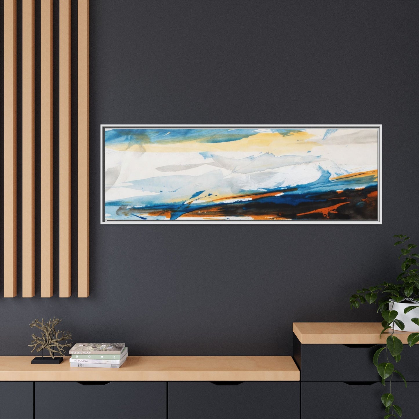 Abstract Coastal Waves Matte Canvas Framed Wall Art