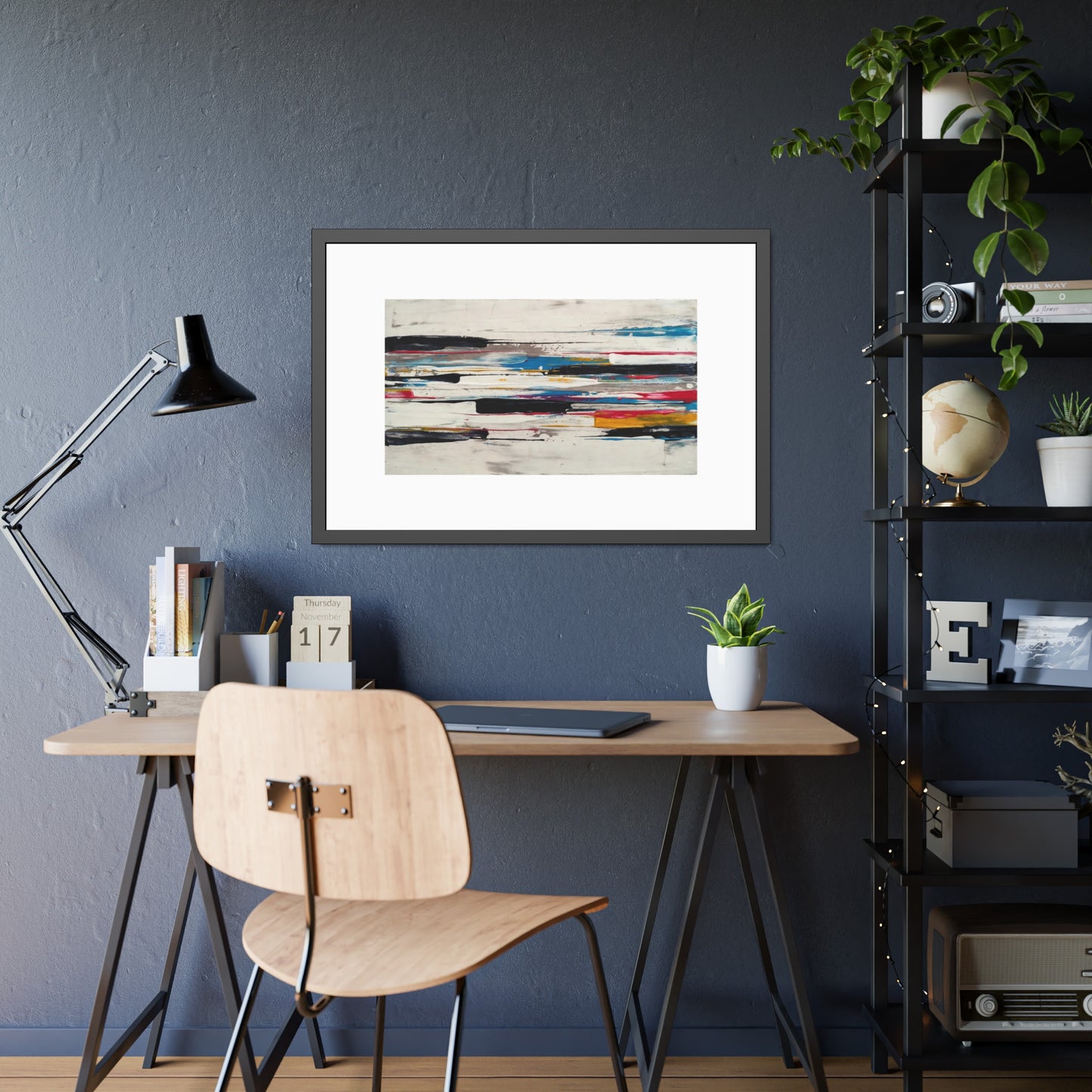 Abstract Color Stripe Framed Poster - Modern Minimalist Wall Art