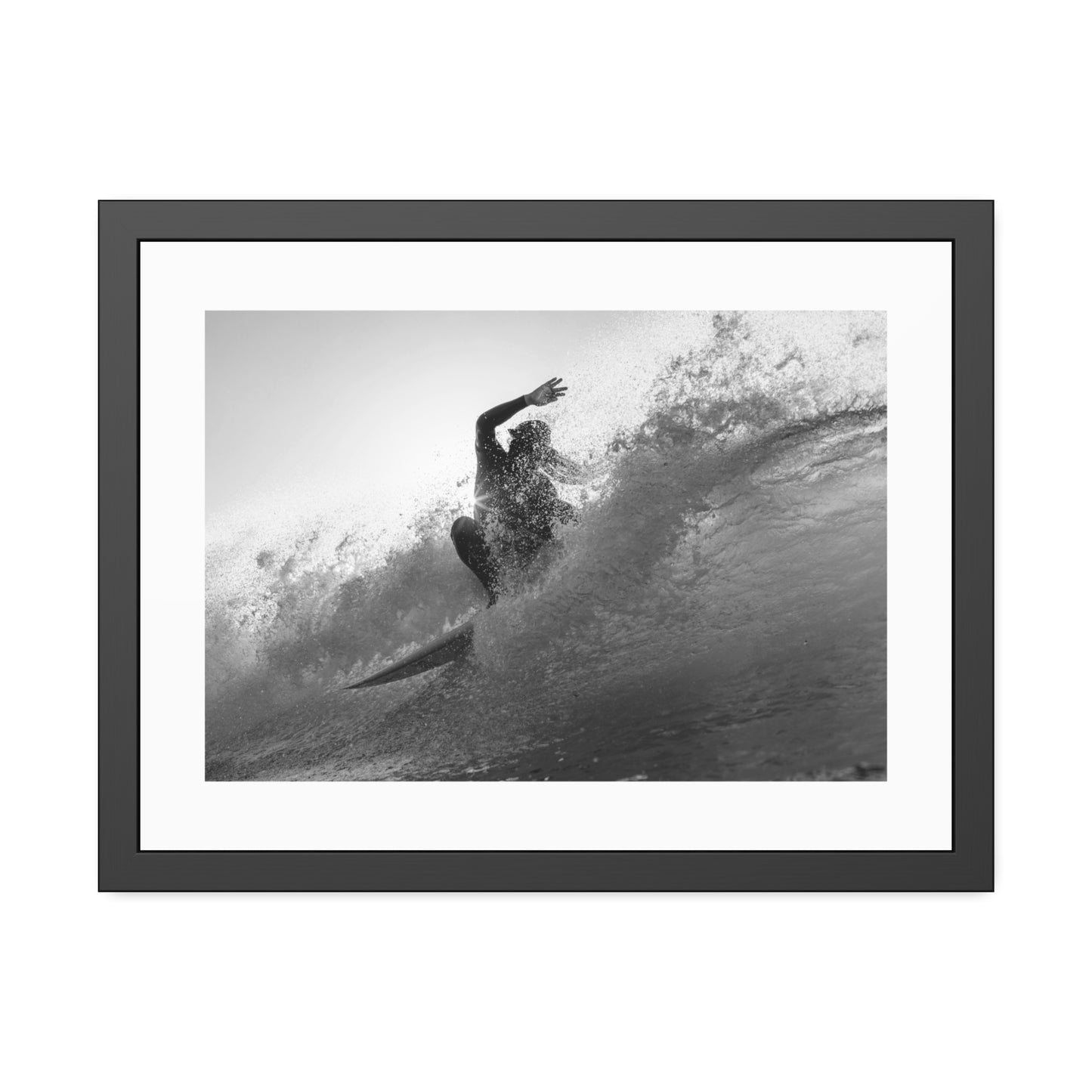 smashing a wave at Lobitos by Henry Espinoza Panta Framed Wall Art Poster