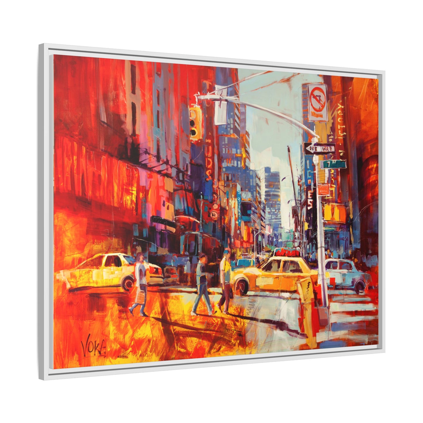 New York 7th AV attributed to Voke Framed Matte Canvas – Art Print