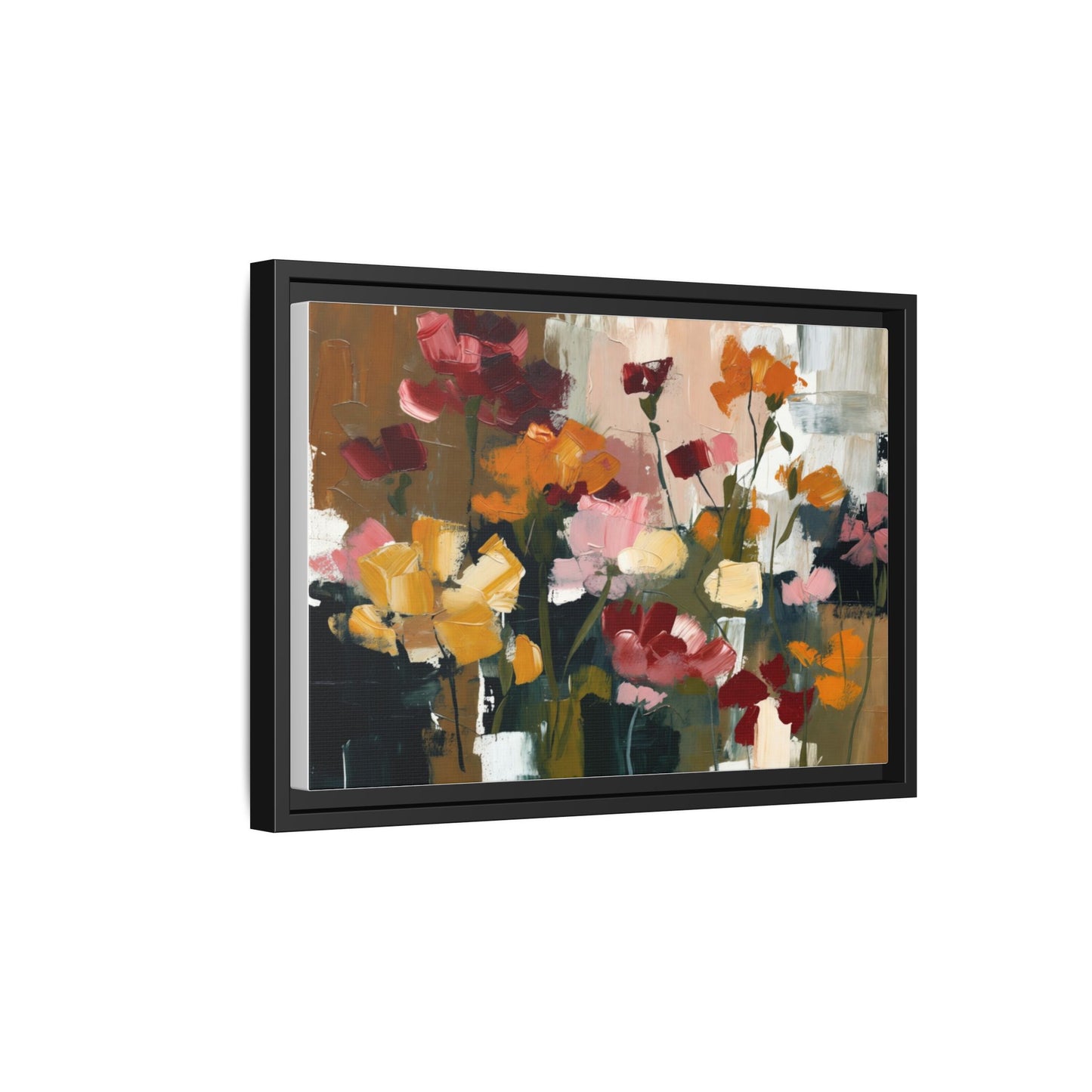 Framed Matte Canvas Floral Abstract Wall Art