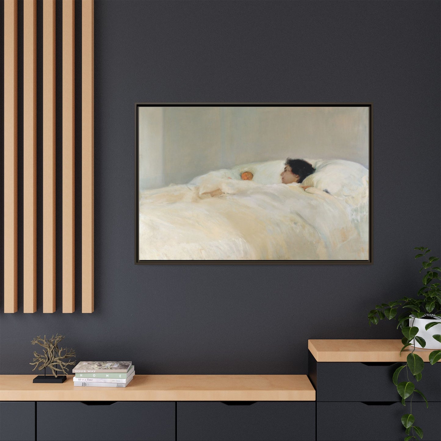 Mother by Joaquin Sorolla y Bastida Framed Matte Canvas Wall Art Print