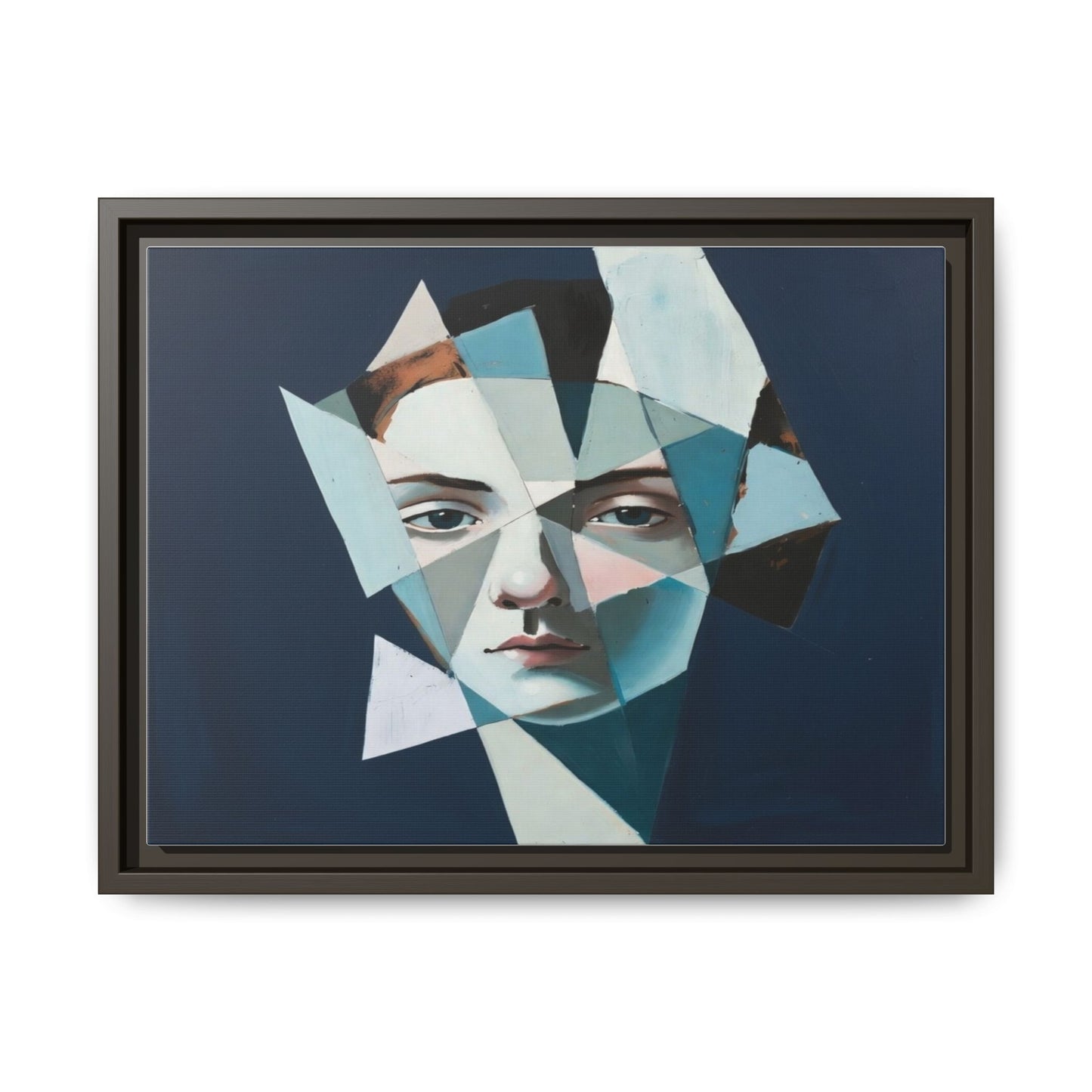 Abstract Fragmented Portrait Matte Canvas (Framed)