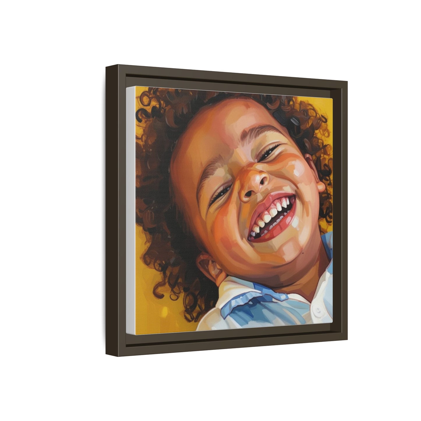 Framed Matte Canvas Print – Joyful Child Portrait, Colorful Nursery Wall Art