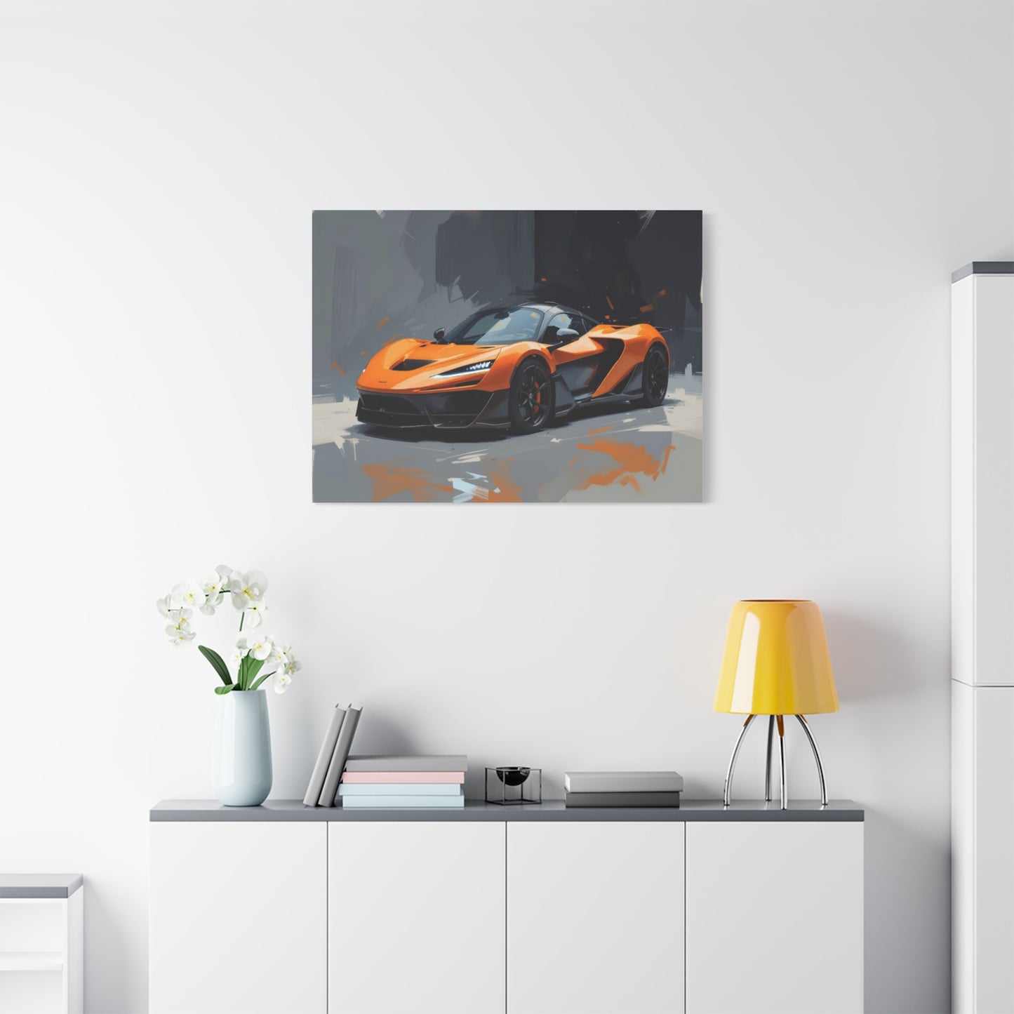 Orange Supercar Matte Canvas Wall Art – Stretched 1.25" Sports Car Print