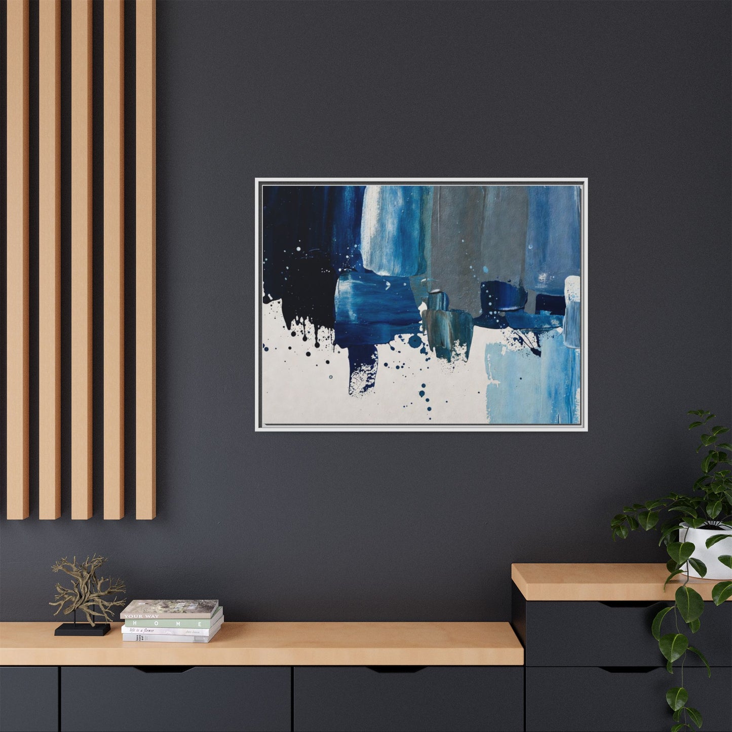 Abstract Blue Ocean Matte Canvas Framed Wall Art