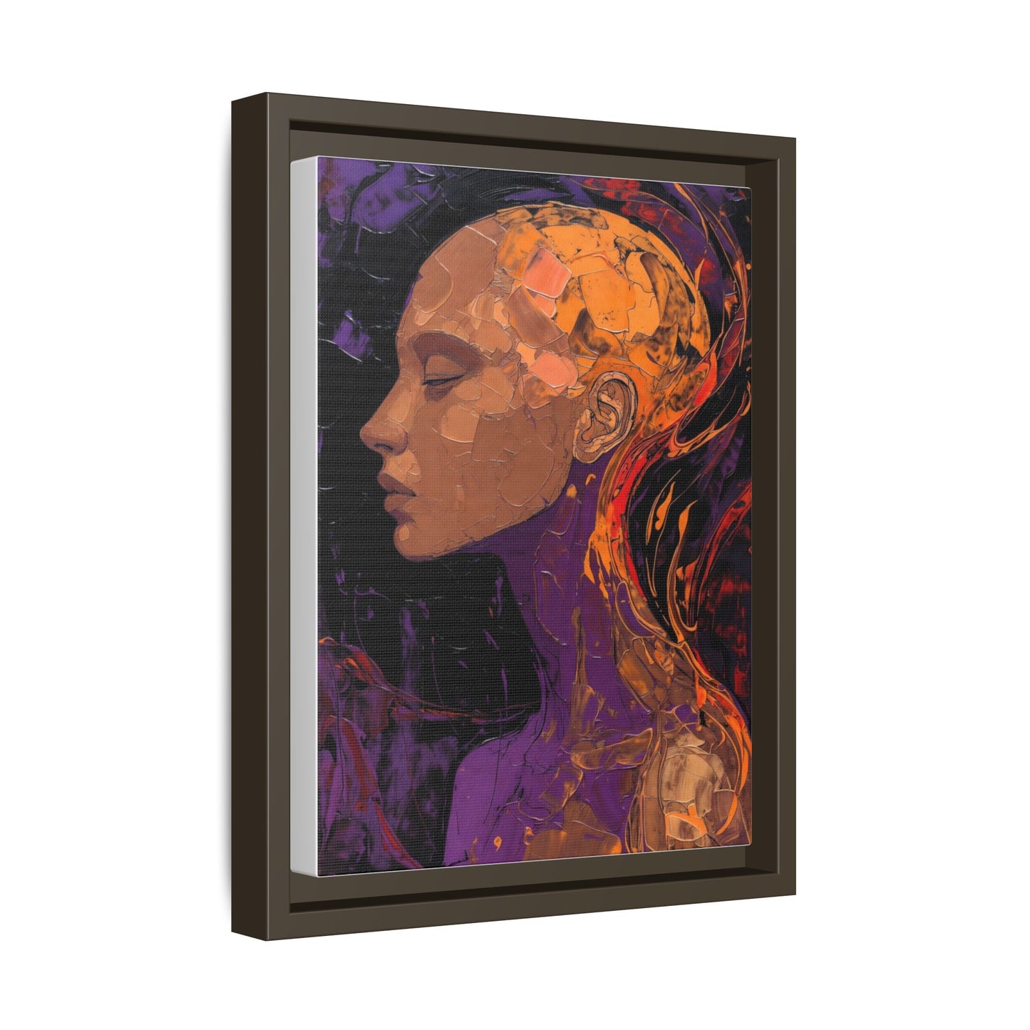 Abstract Profile Portrait Matte Framed Canvas — Multicolor Feminine Art Print