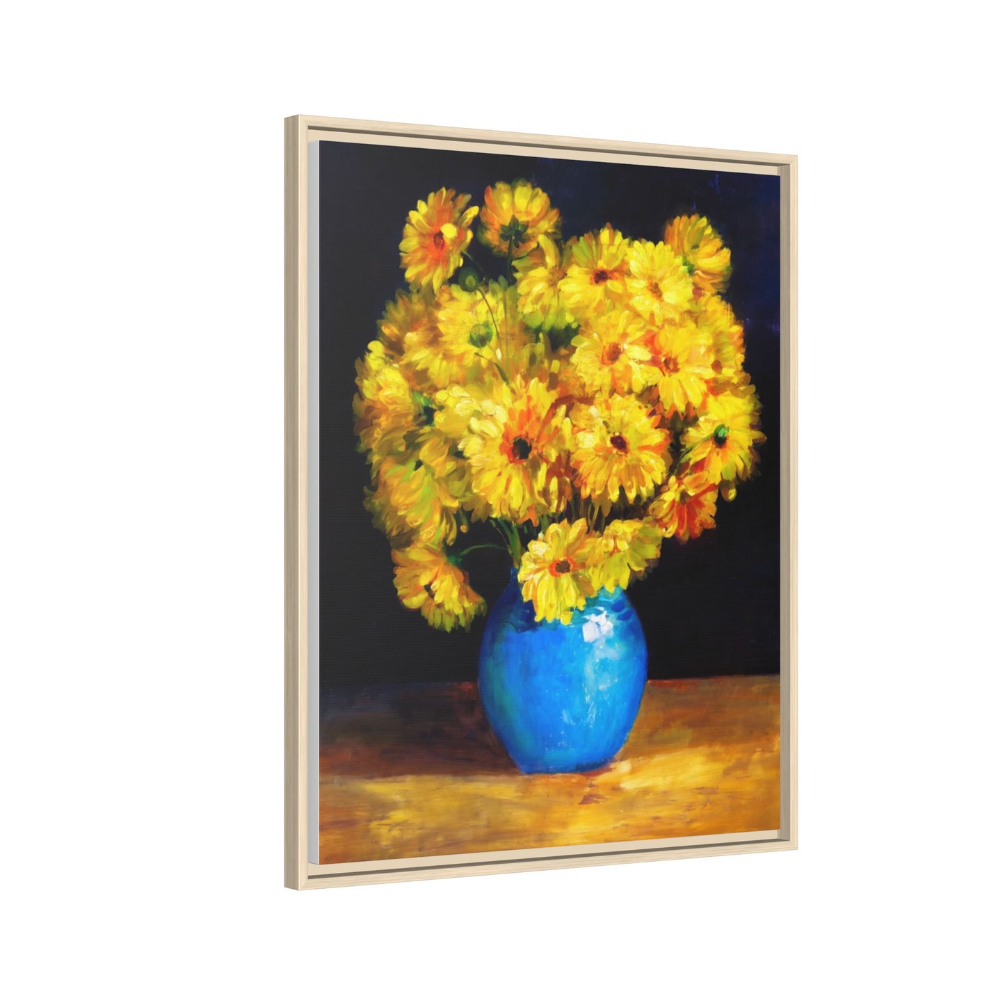 Yellow Daisy Bouquet Matte Canvas Framed Wall Art