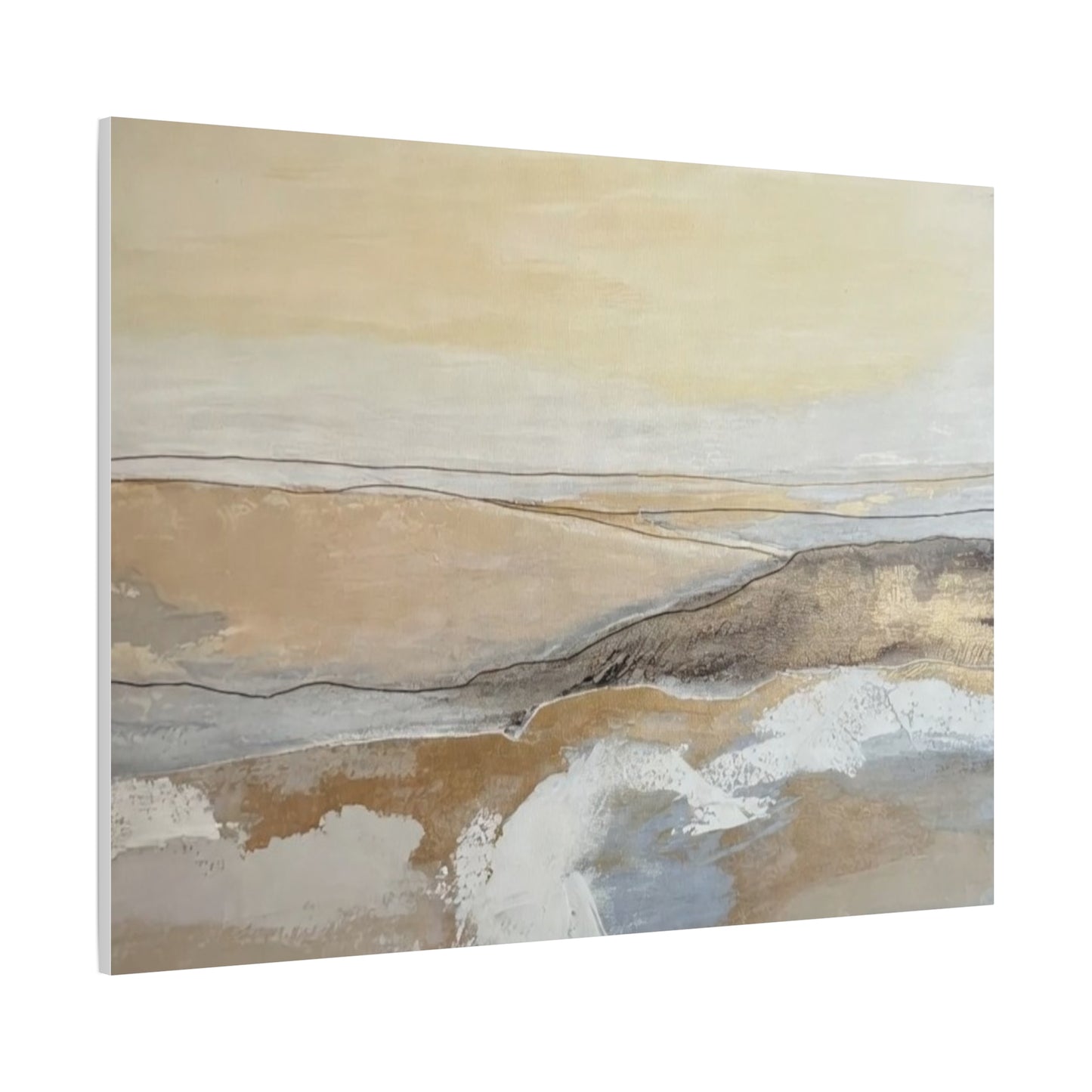 Abstract Coastal Landscape Canvas — Neutral Seascape Matte Stretched Wall Art