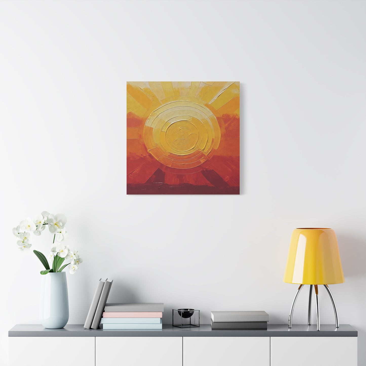 Abstract Sunrise Canvas Wall Art — Warm Sunrise Texture Matte Stretched Canvas