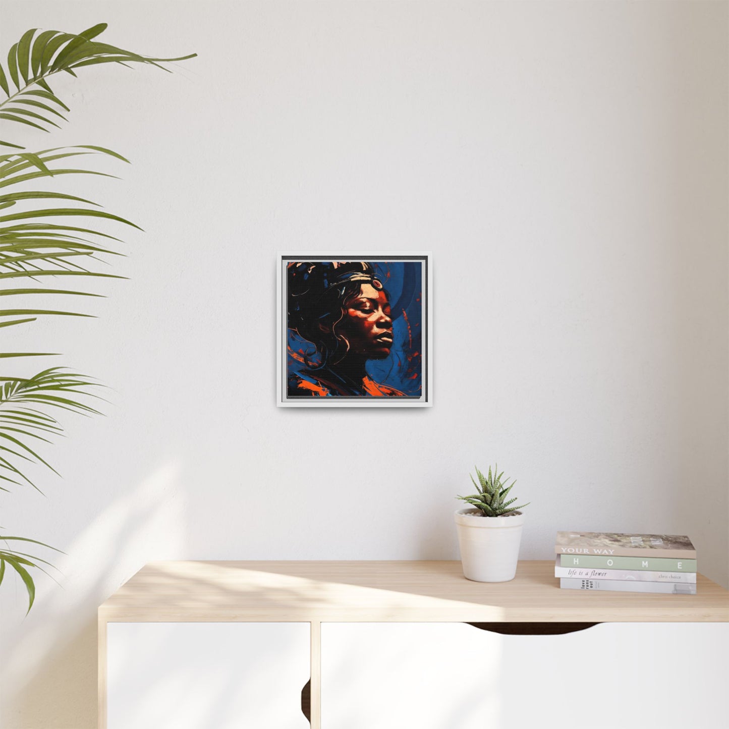 Framed Matte Canvas Art - Vibrant Portrait of a Black Woman (Multi-Color)