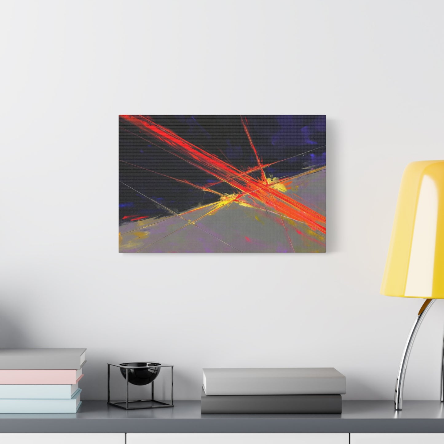Abstract Red Streaks Matte Canvas Print — Modern Geometric Wall Art