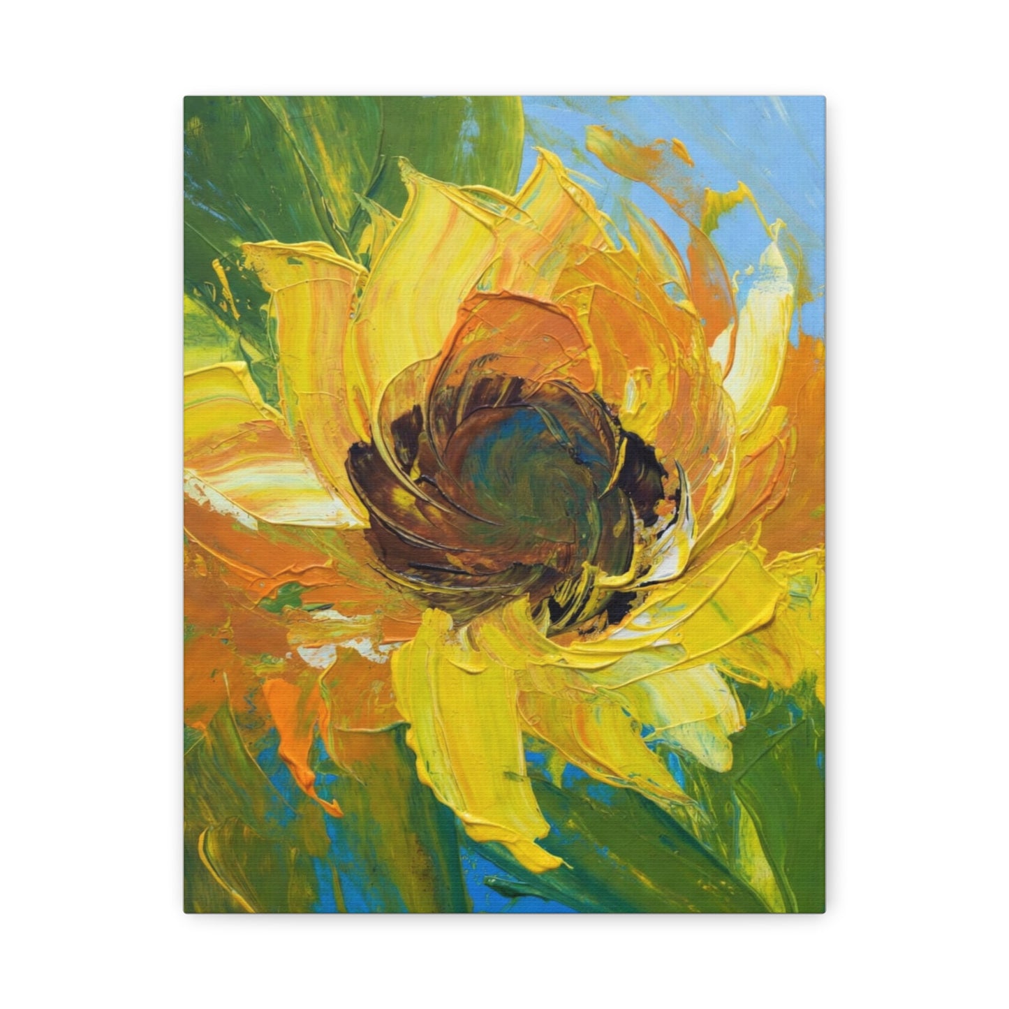 Sunflower Abstract Matte Canvas Wall Art — Bright Floral Painting on Stretched Canvas