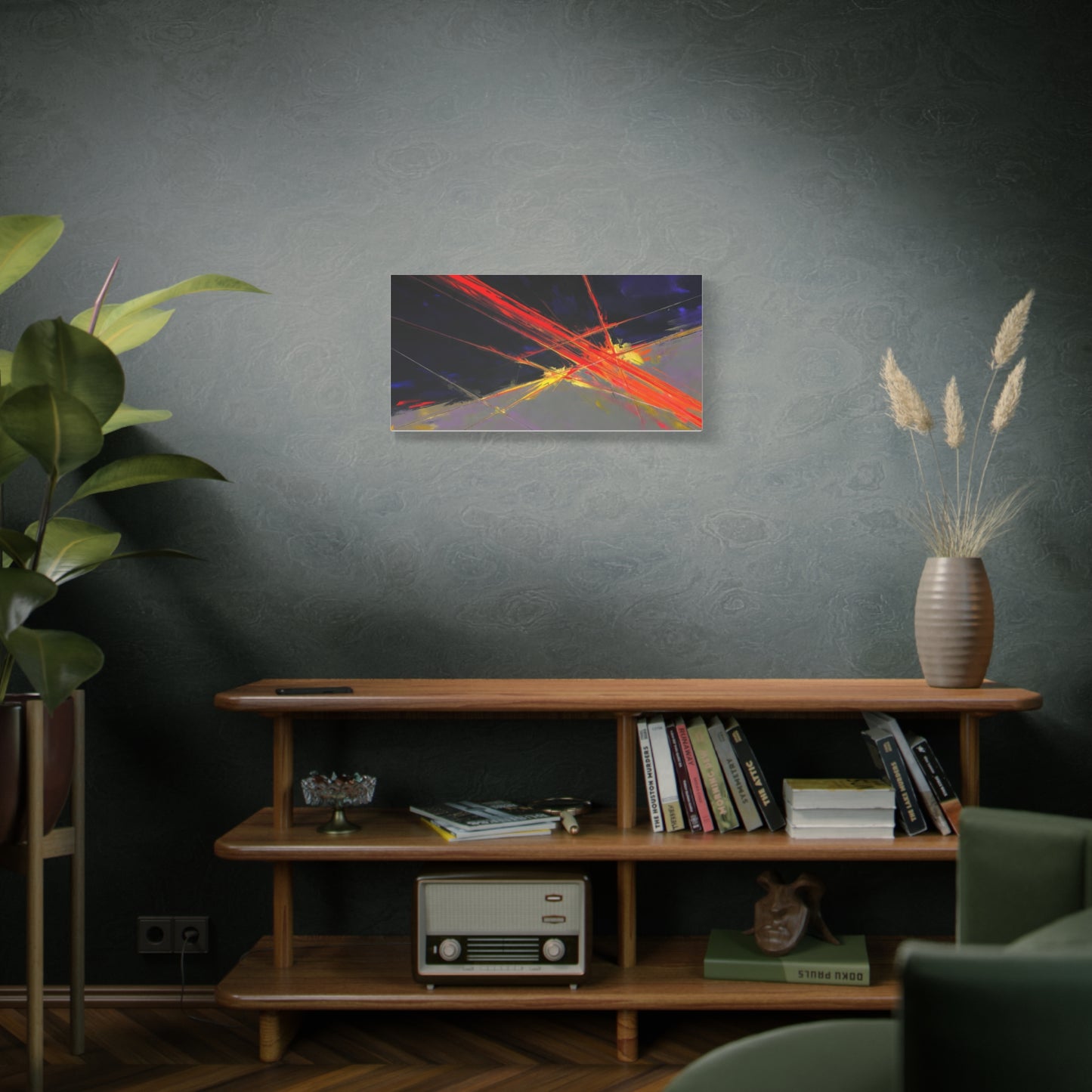 Abstract Red Streaks Matte Canvas Print — Modern Geometric Wall Art