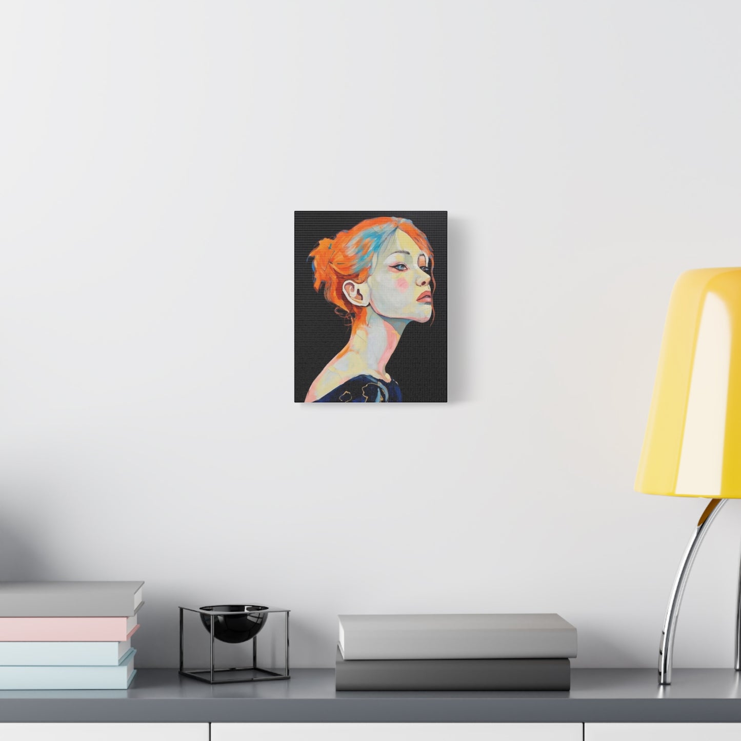 Contemplative Portrait Matte Canvas Wall Art — Colorful Female Profile Painting