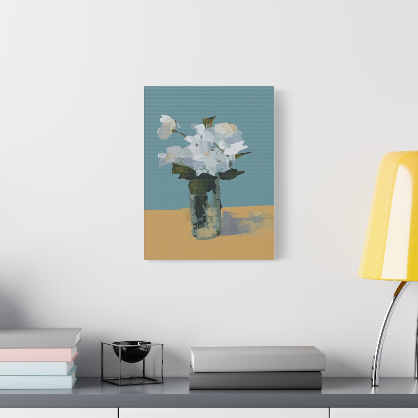 Abstract White Roses Canvas Art - Floral Vase Wall Decor
