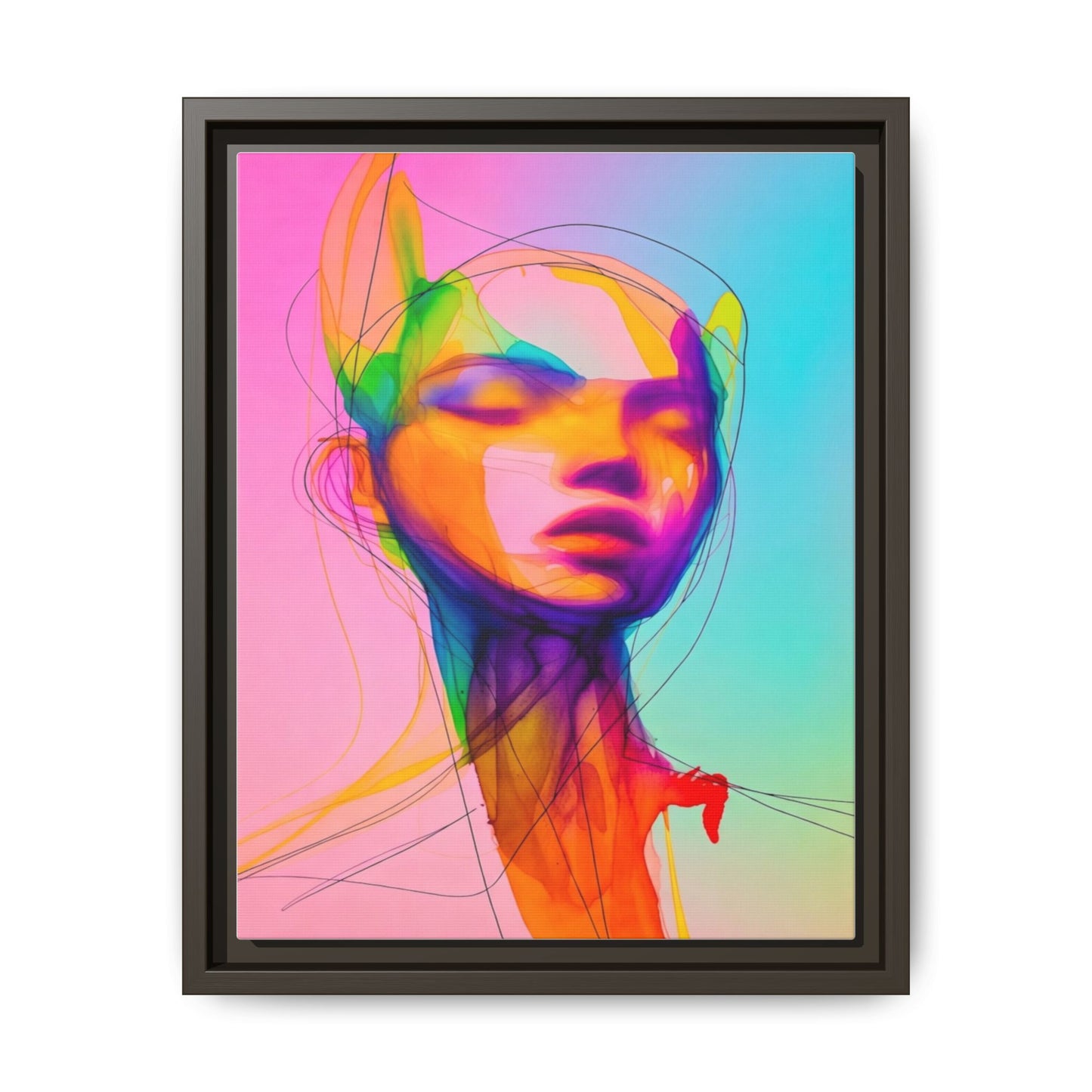 Framed Matte Canvas Art — Vibrant Abstract Portrait Wall Print