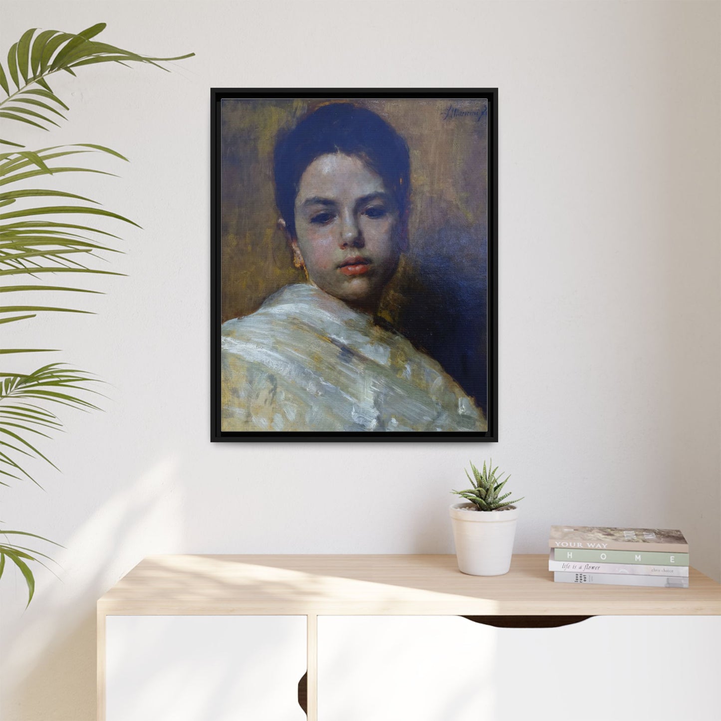Carminella by Antonio Mancini Framed Matte Canvas Art Print
