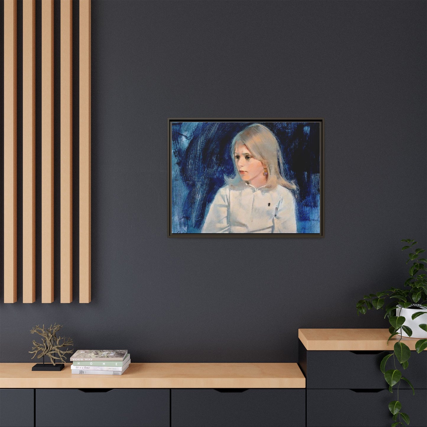 Painting of girl by Unknown Artist Framed Matte Canvas Classic Wall Art