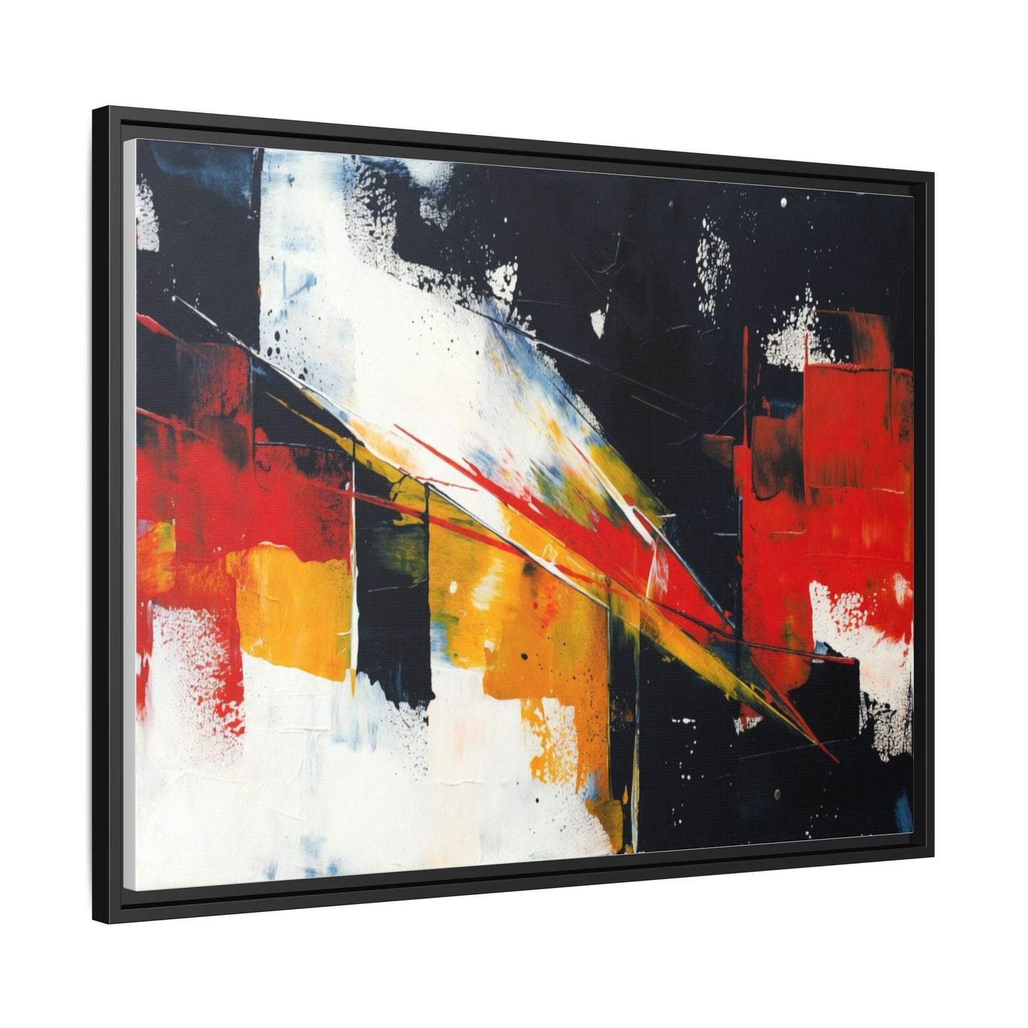 Abstract Red & Black Framed Canvas Print — Modern Geometric Wall Art