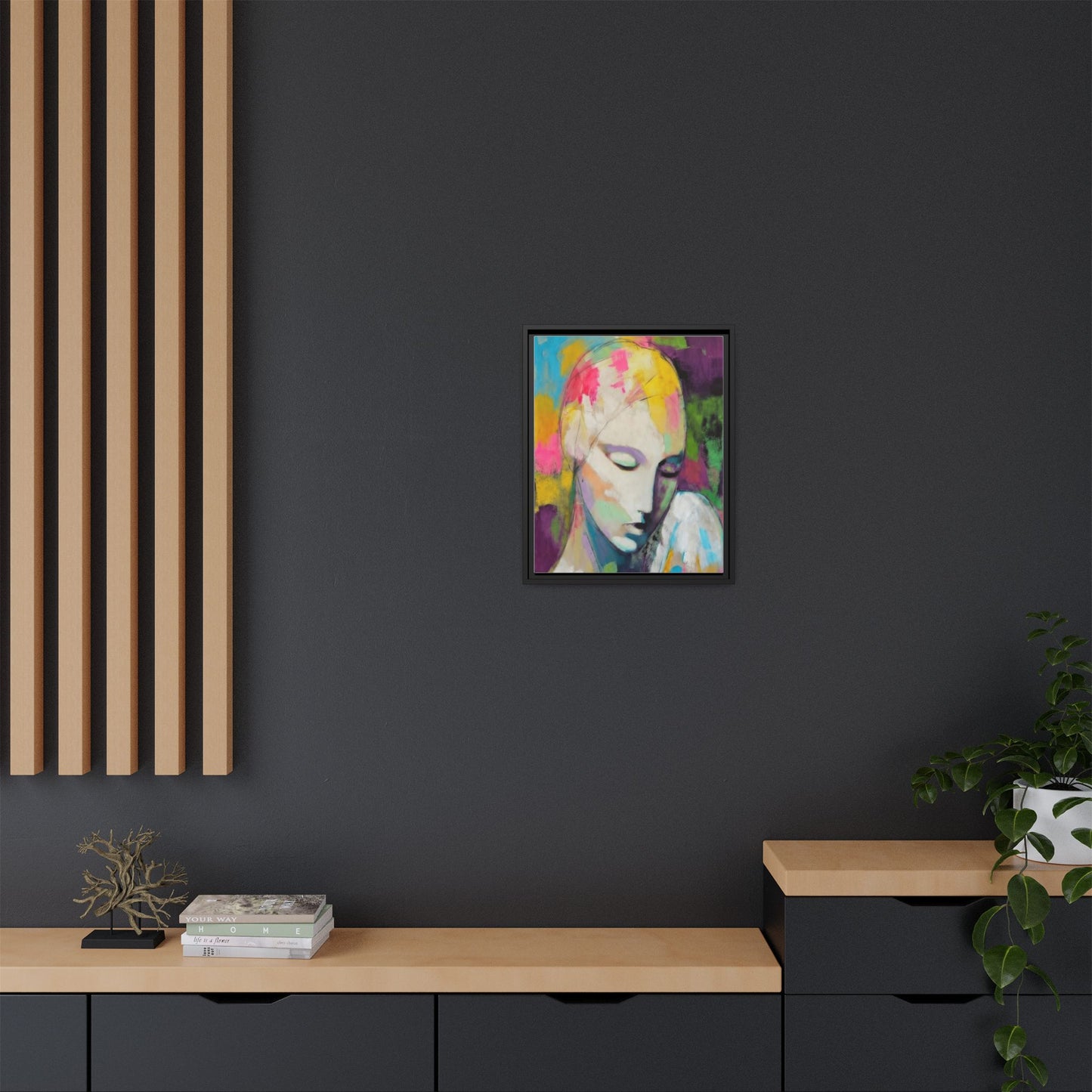 Framed Matte Canvas Art - Colorful Abstract Portrait