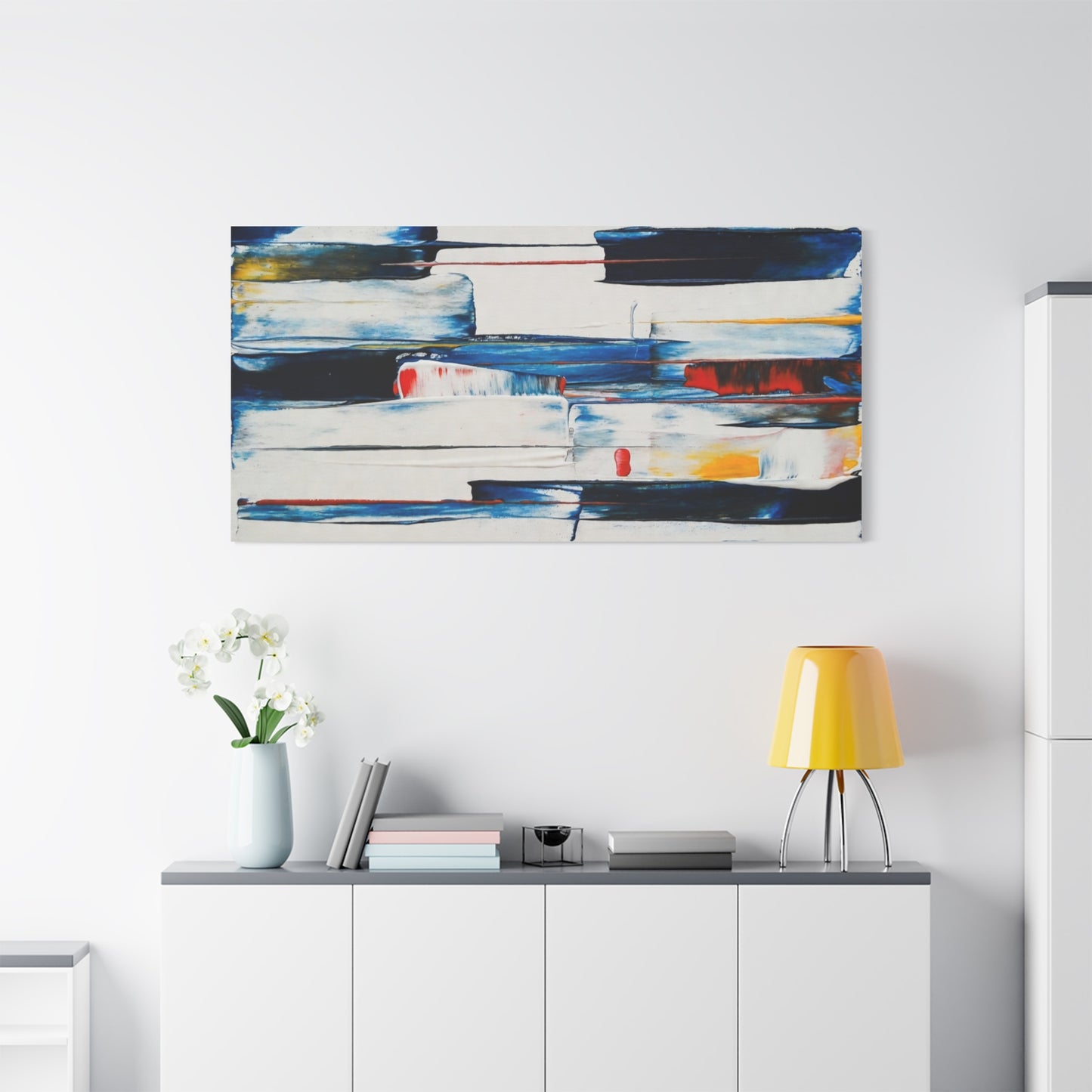 Abstract Blue Brushstroke Canvas Wall Art — Modern Stretched Matte Canvas