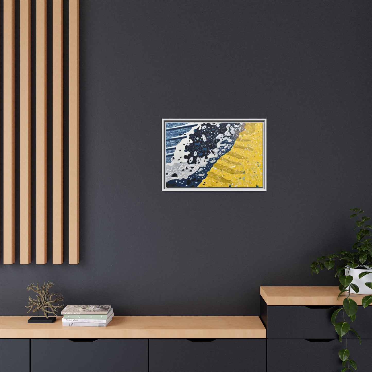 Framed Abstract Ocean & Sand Matte Canvas Print