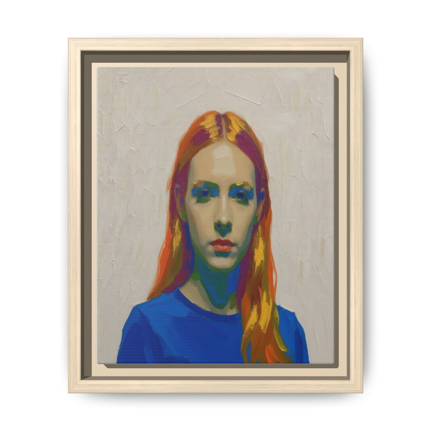 Framed Matte Canvas Portrait — Vibrant Multi‑Color Girl Art Print