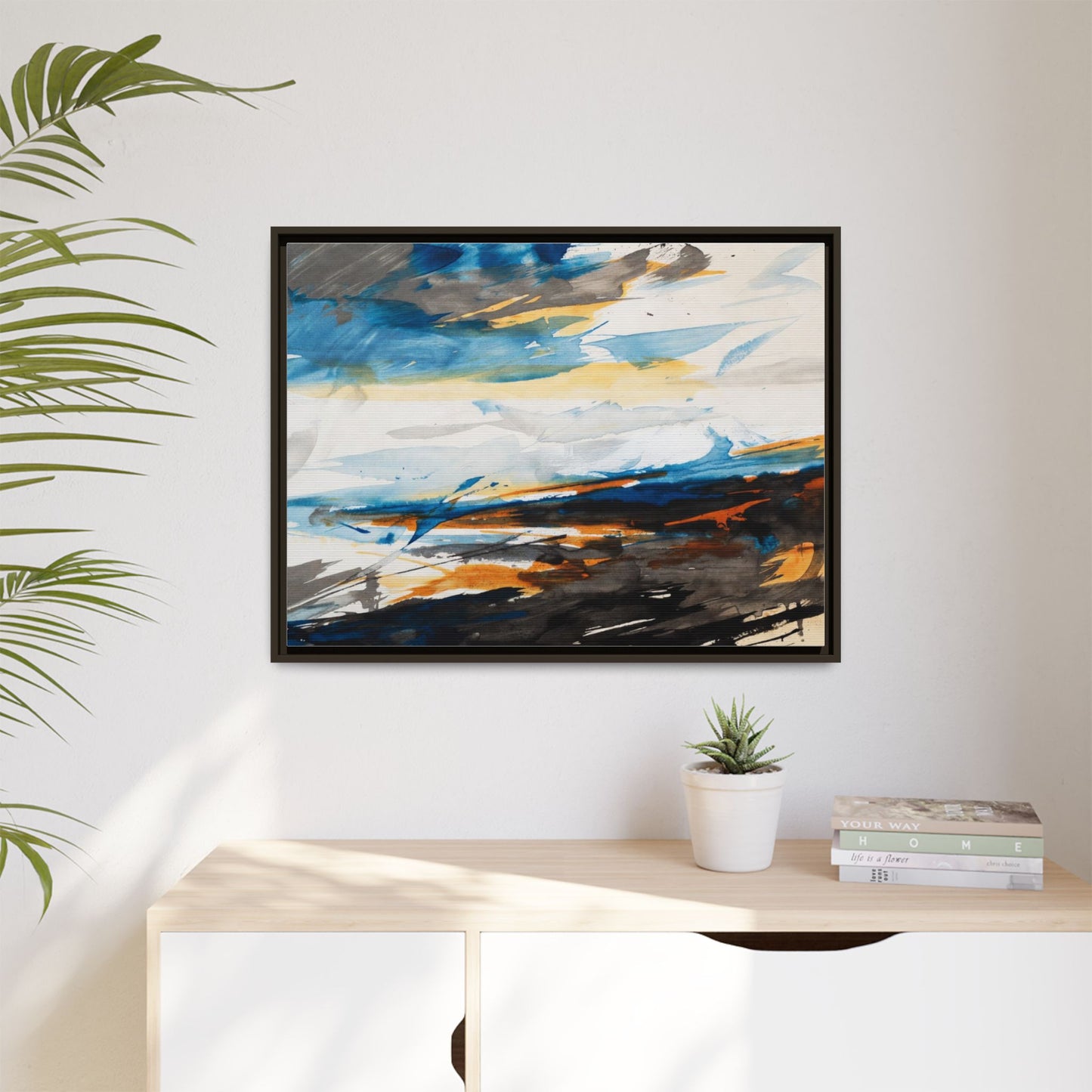Abstract Coastal Waves Matte Canvas Framed Wall Art