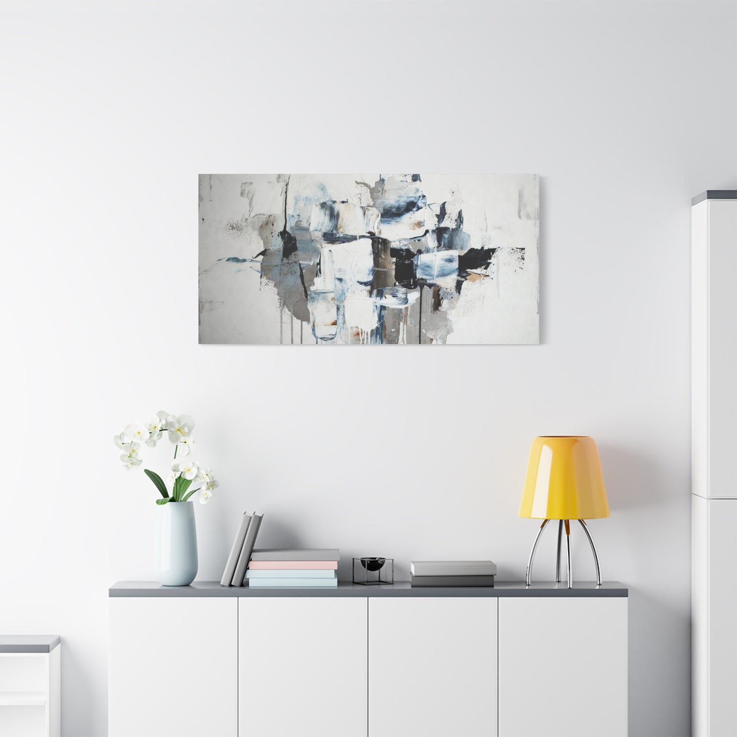 Abstract Blue & Gray Canvas Wall Art — Stretched Matte Canvas