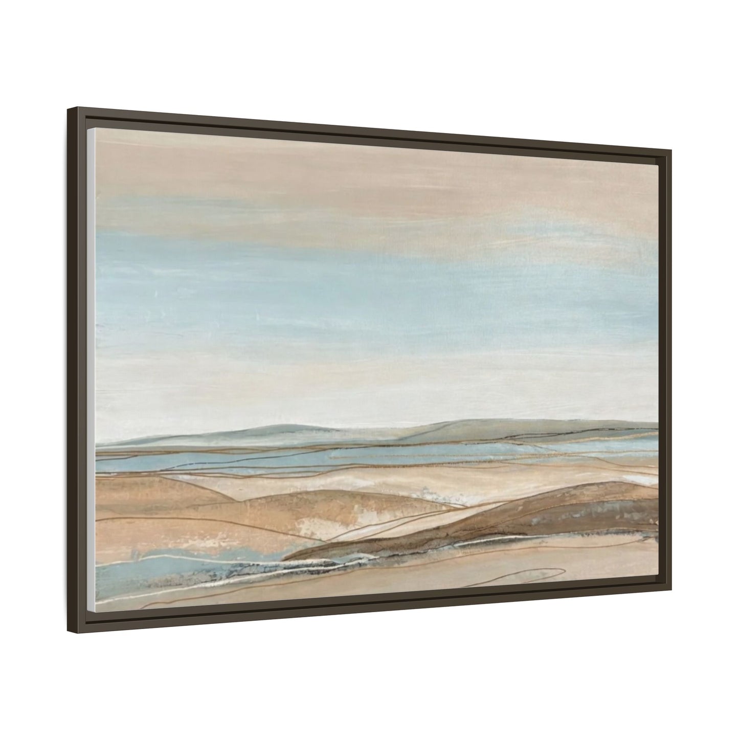 Framed Abstract Landscape Matte Canvas — Serene Coastal Horizon Wall Art