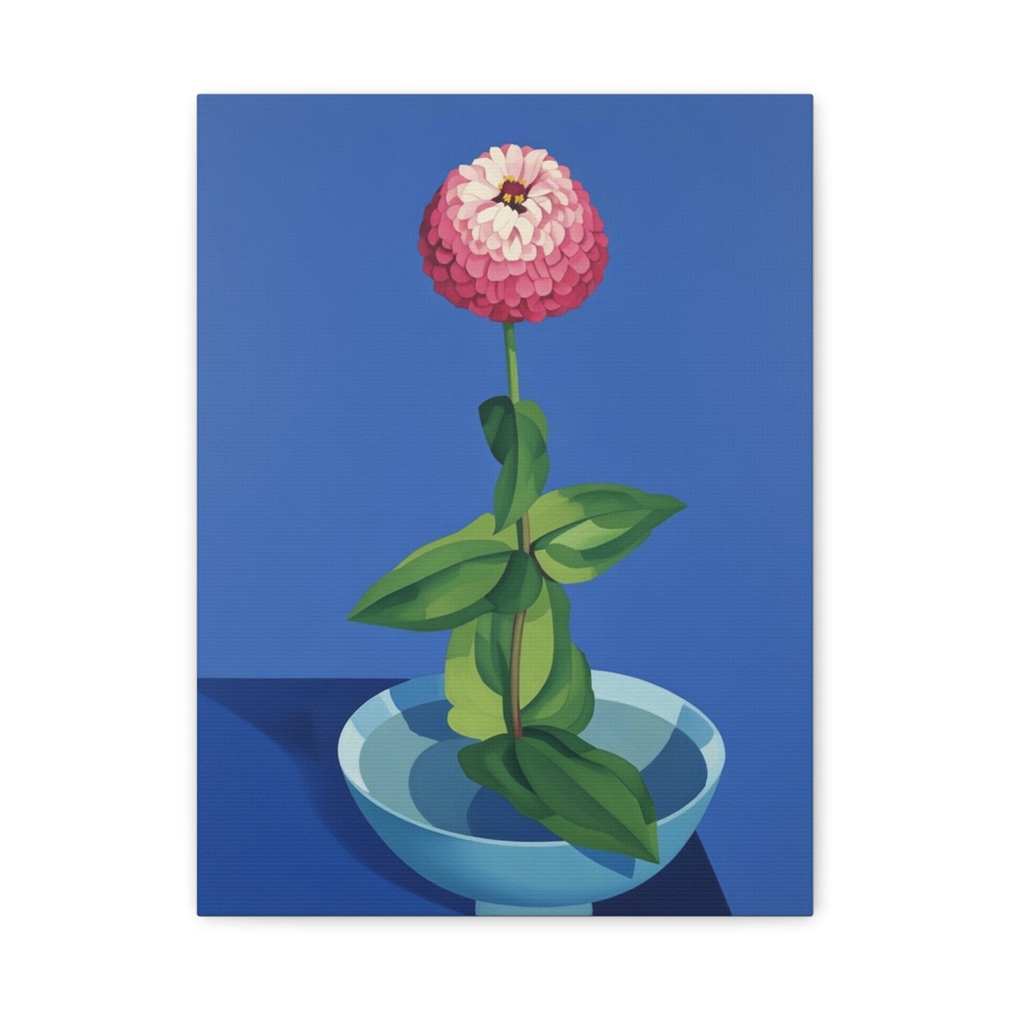 Pink Zinnia Still Life Matte Canvas Wall Art — Stretched 1.25"