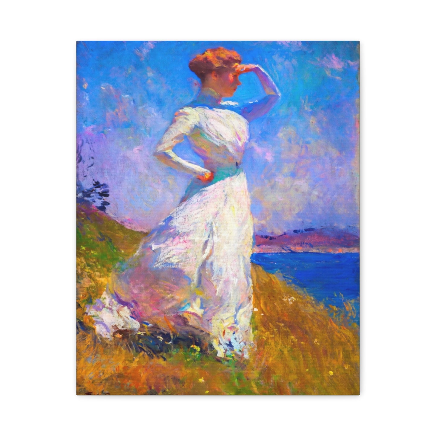 Impressionist Coastal Lady Matte Canvas Print — Stretched 1.25"