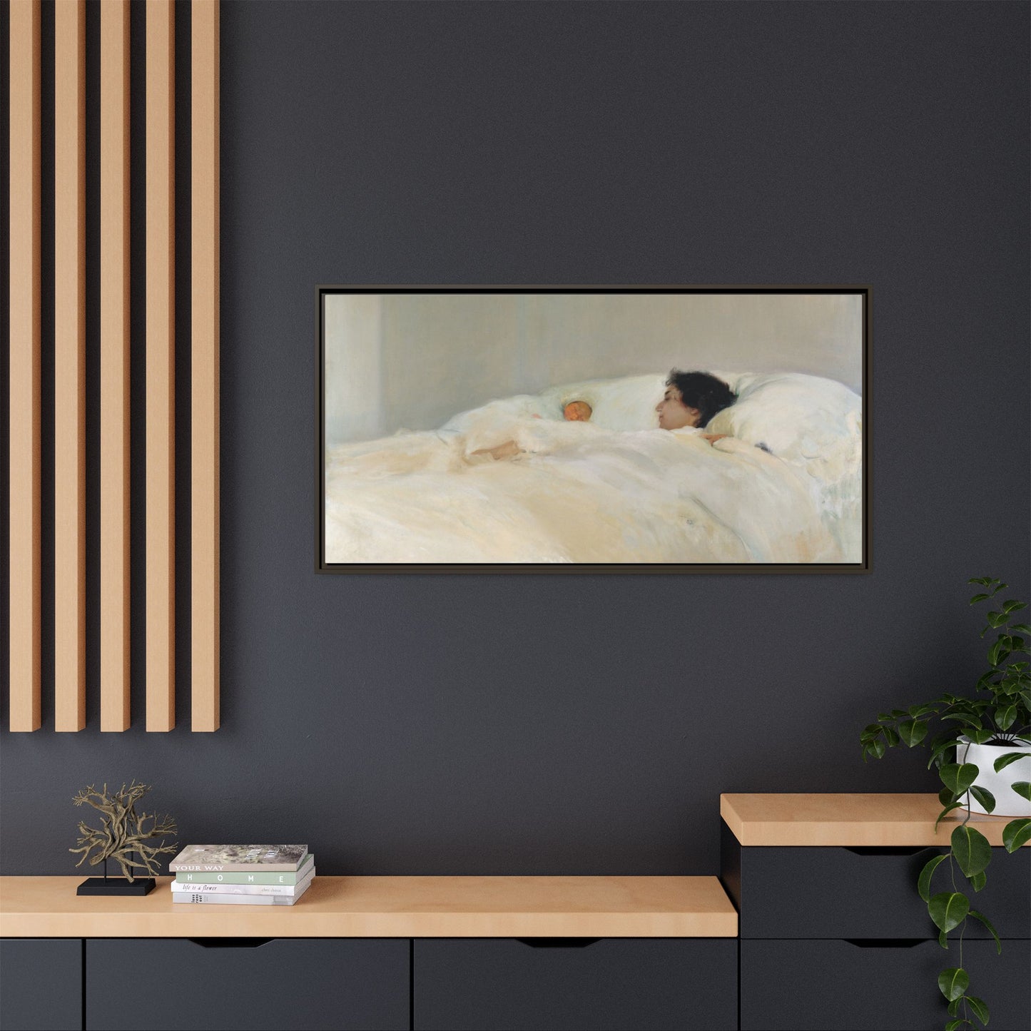 Mother by Joaquin Sorolla y Bastida Framed Matte Canvas Wall Art Print