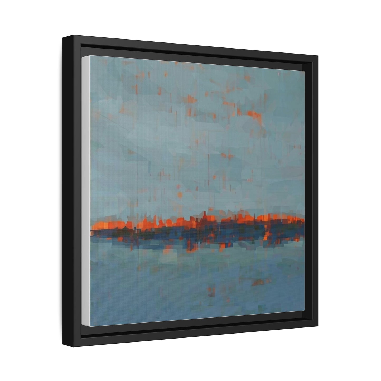 Framed Canvas Art — Teal & Orange Abstract Seascape