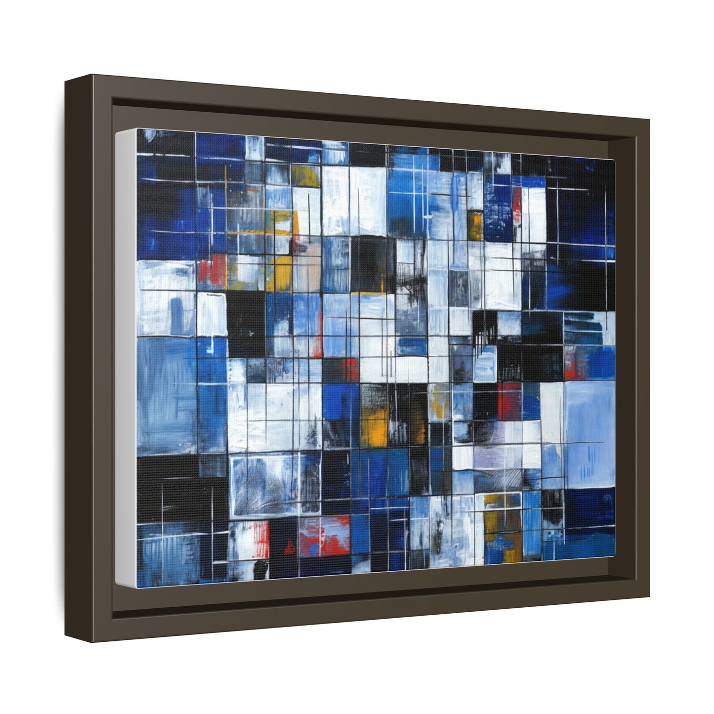 Abstract Blue Grid Matte Canvas Framed Art Print