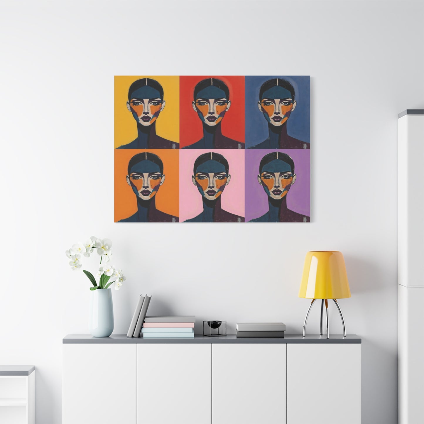 Pop Art Portrait Canvas - Colorful Six-Panel Female Face Wall Art