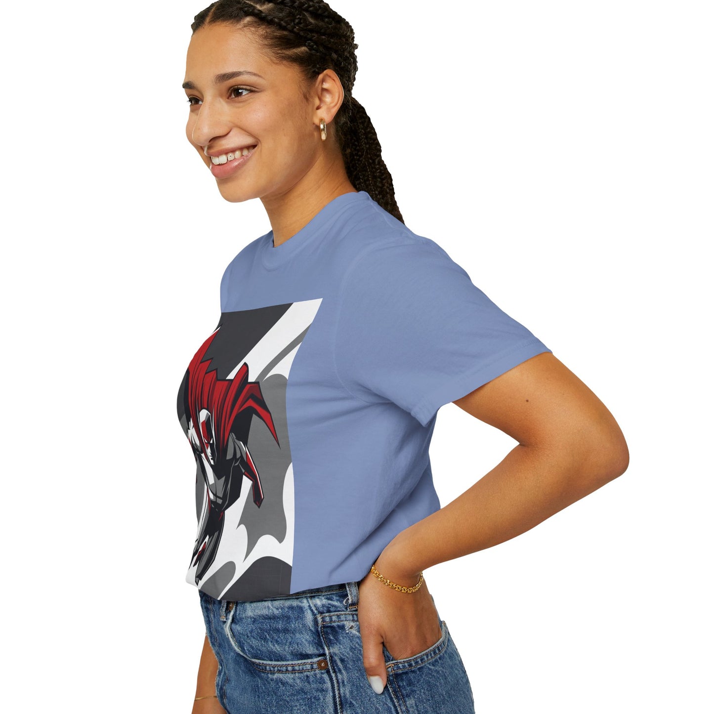 Superhero Action T-Shirt — Red Cape Comic Graphic Tee