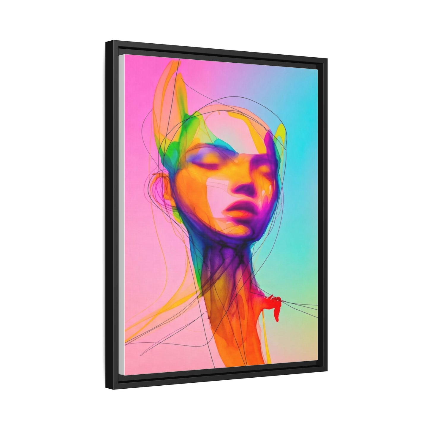 Framed Matte Canvas Art — Vibrant Abstract Portrait Wall Print