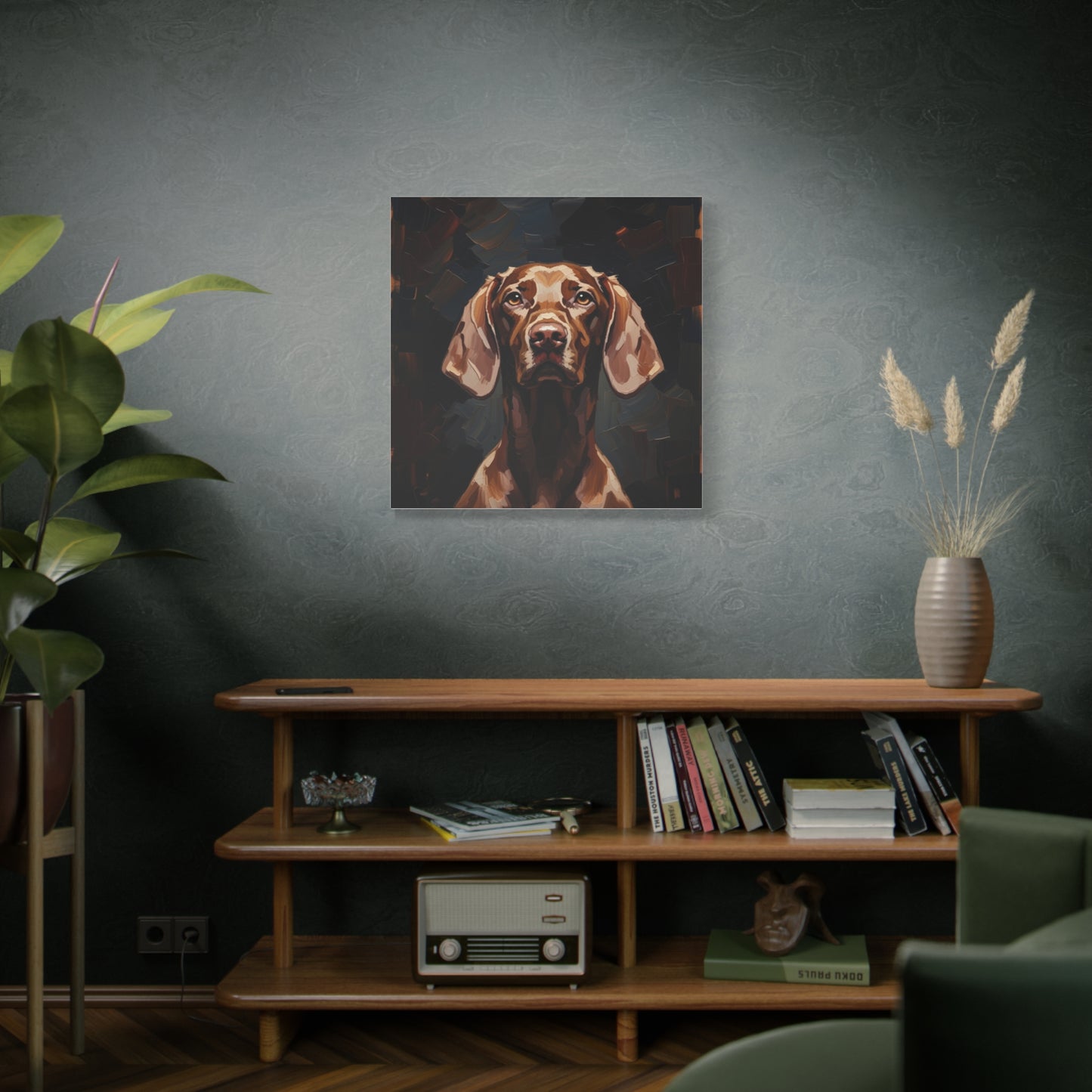 Chocolate Vizsla Canvas Wall Art — Matte Stretched Dog Portrait