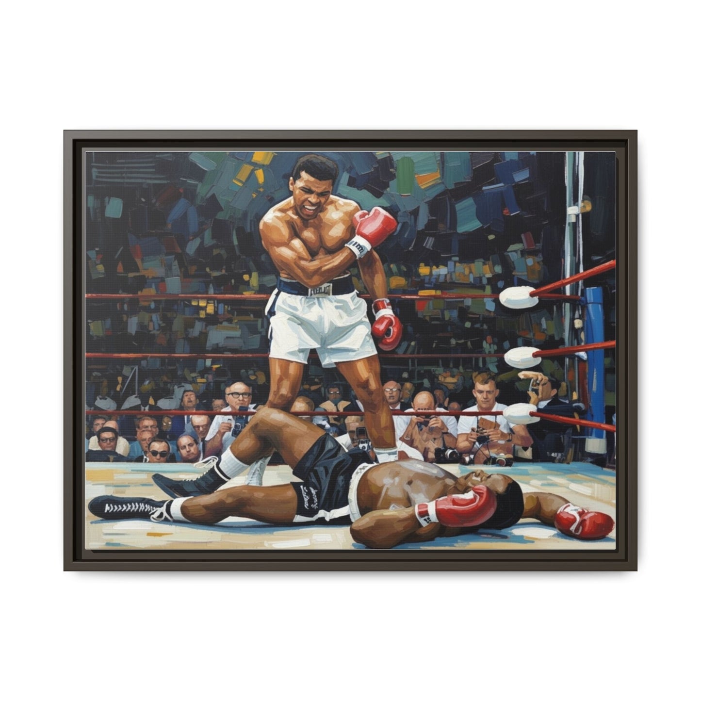 Framed Boxing Ring Canvas Print — Muhammad Ali Iconic Knockout Sport Art