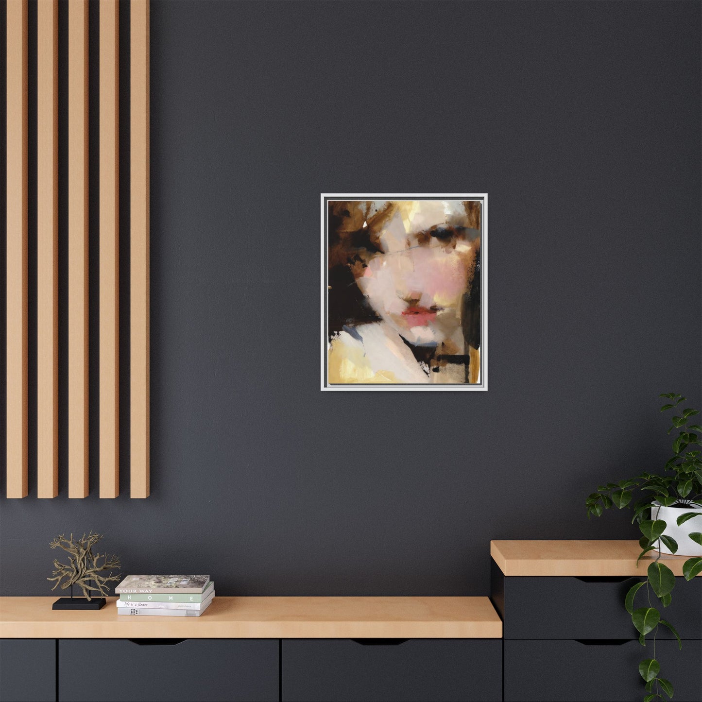 Abstract Portrait Matte Canvas Framed Print — Modern Feminine Wall Art
