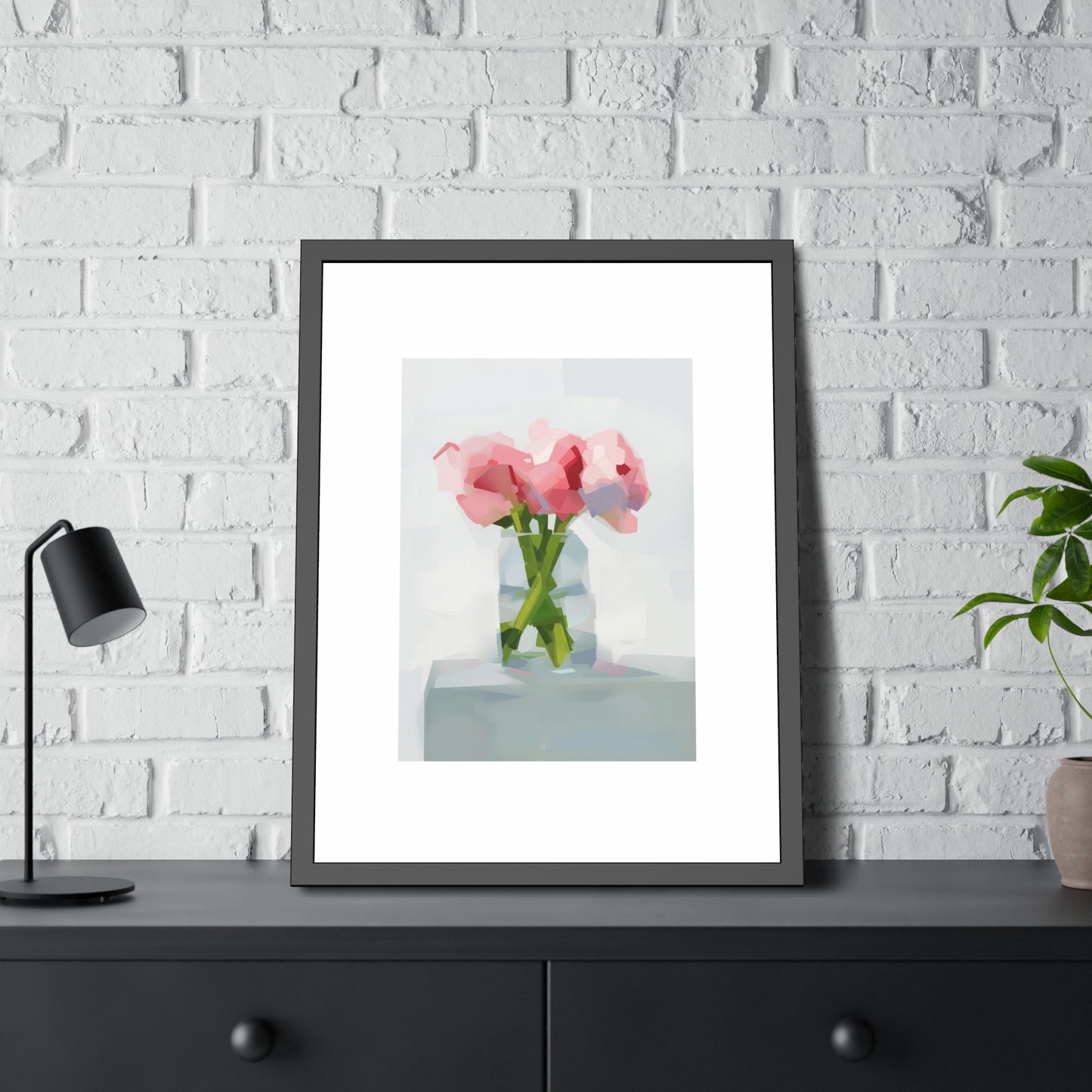 Framed Poster — Pink Floral Still Life Art Print (Modern Minimal)
