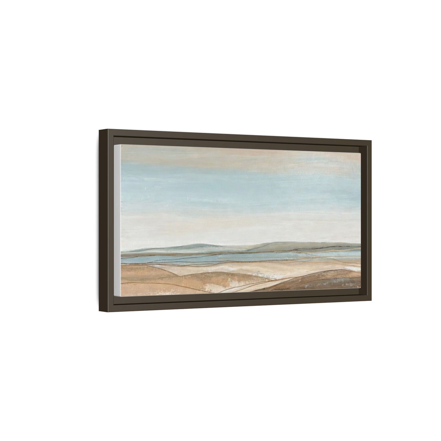 Framed Abstract Landscape Matte Canvas — Serene Coastal Horizon Wall Art