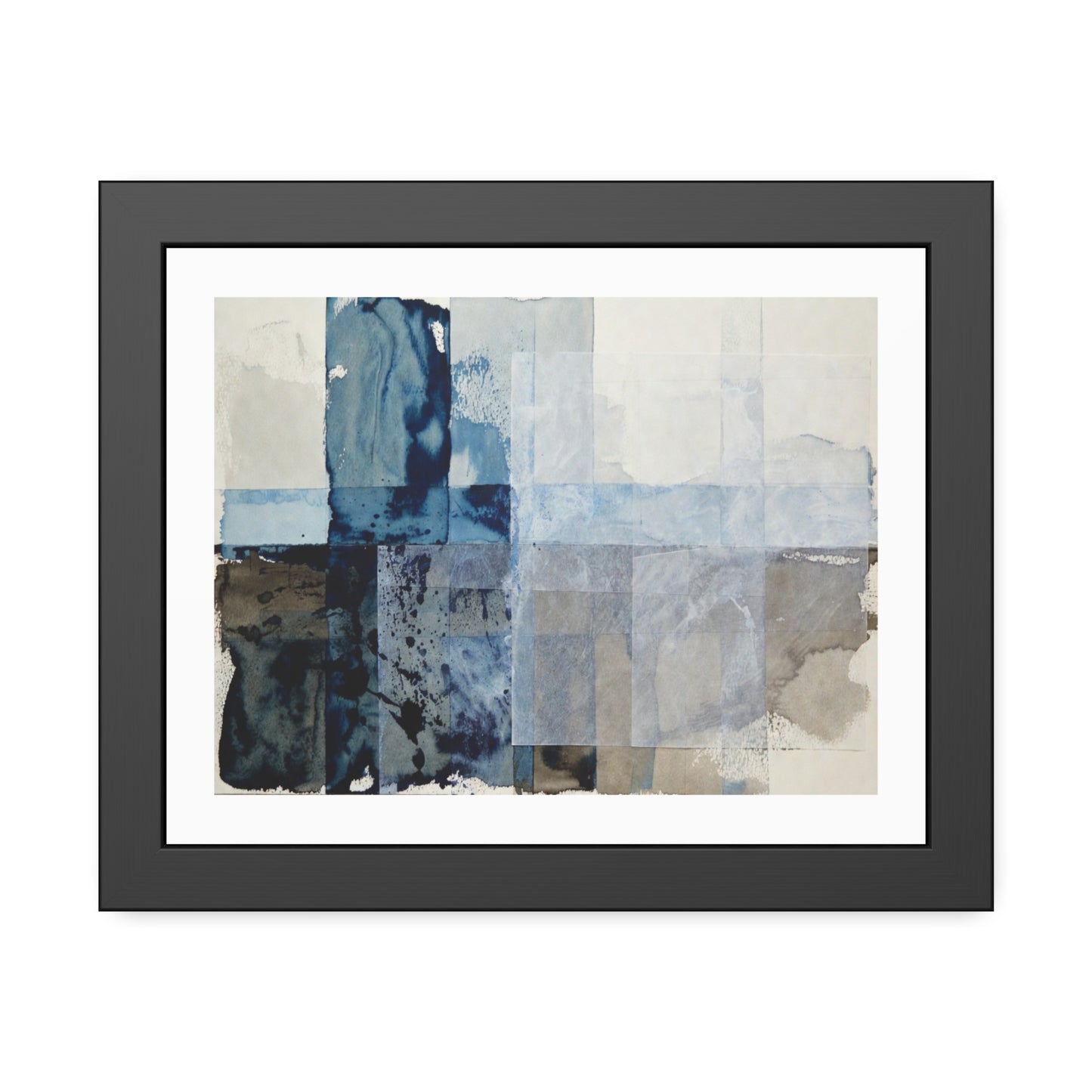 Framed Abstract Blue Watercolor Print — Modern Wall Art Poster