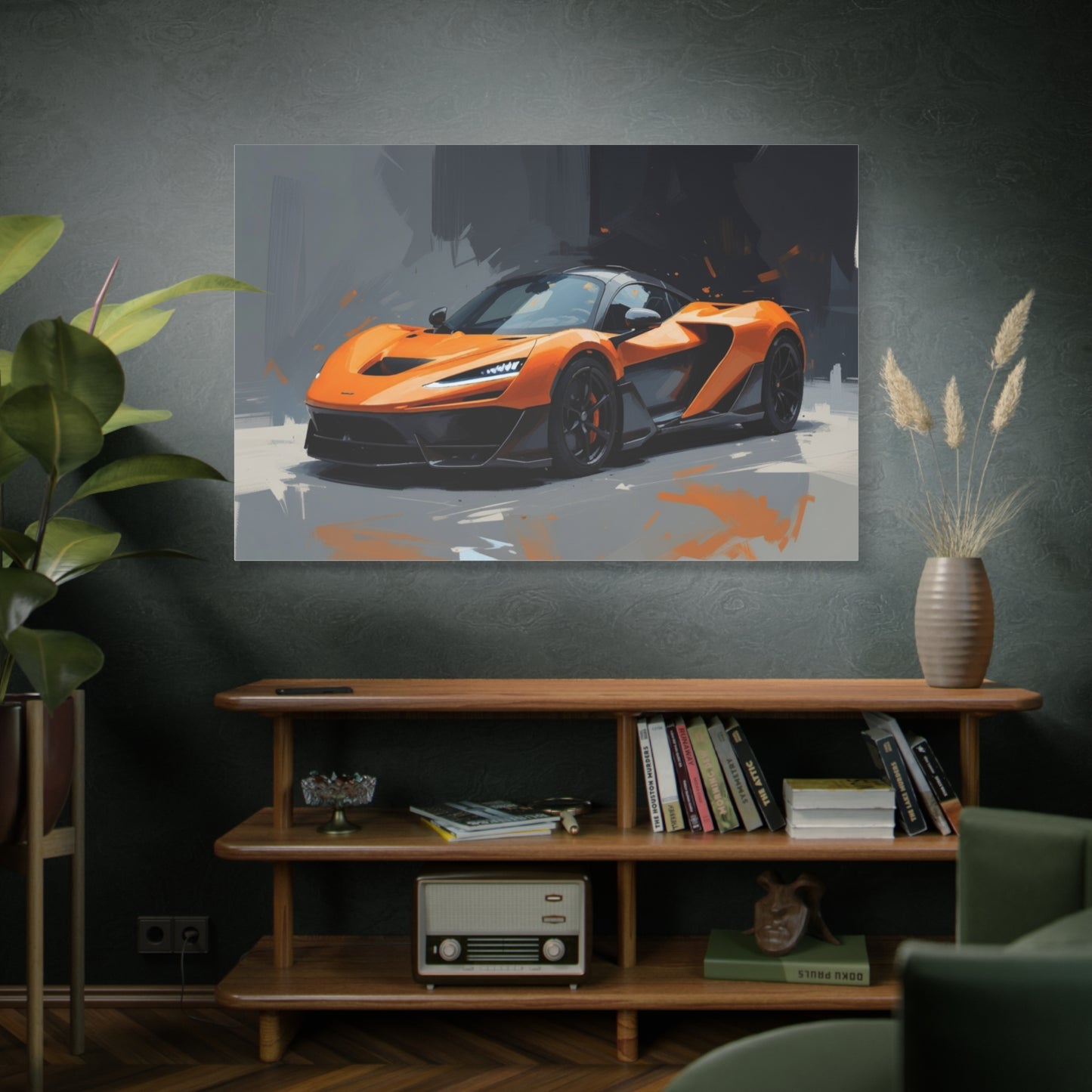 Orange Supercar Matte Canvas Wall Art – Stretched 1.25" Sports Car Print