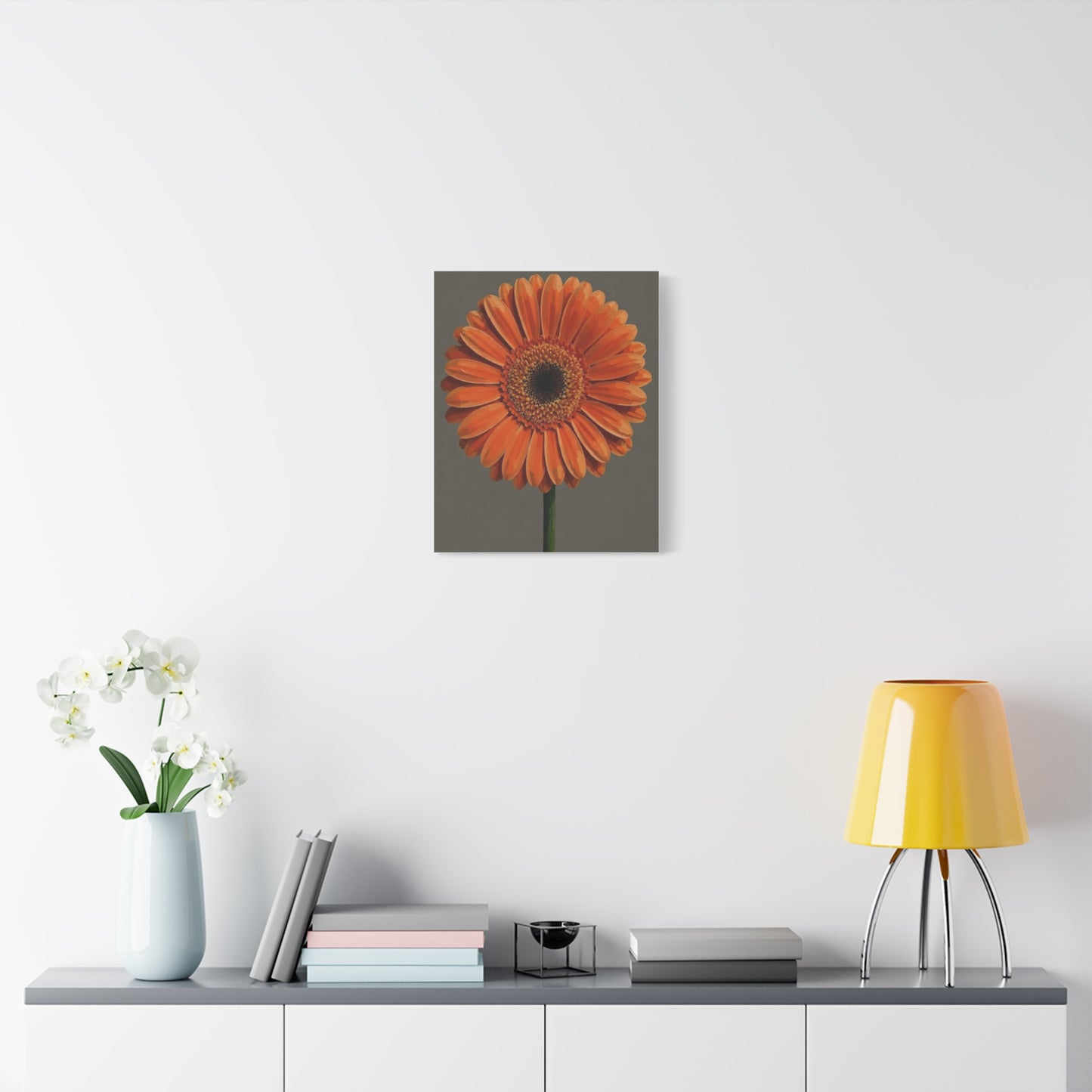 Orange Gerbera Flower Matte Canvas Print — Stretched Wall Art