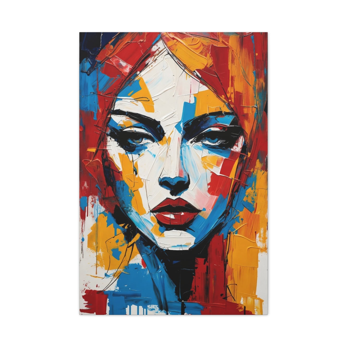 Abstract Portrait Canvas Print — Colorful Modern Woman Wall Art